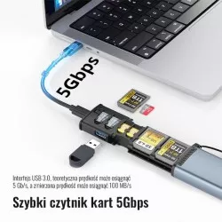 PRO STUFF CH-354, Etui I Czytnik 2w1 Na 9 Kart Pamięci Micro Sd / Uhs / Sdxc Usb-c