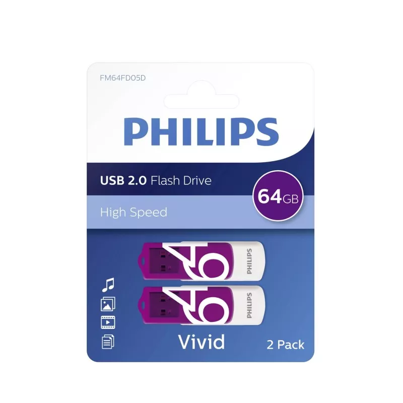 Philips USB 2.0 2-Pack      64GB Vivid Edition Magic Purple