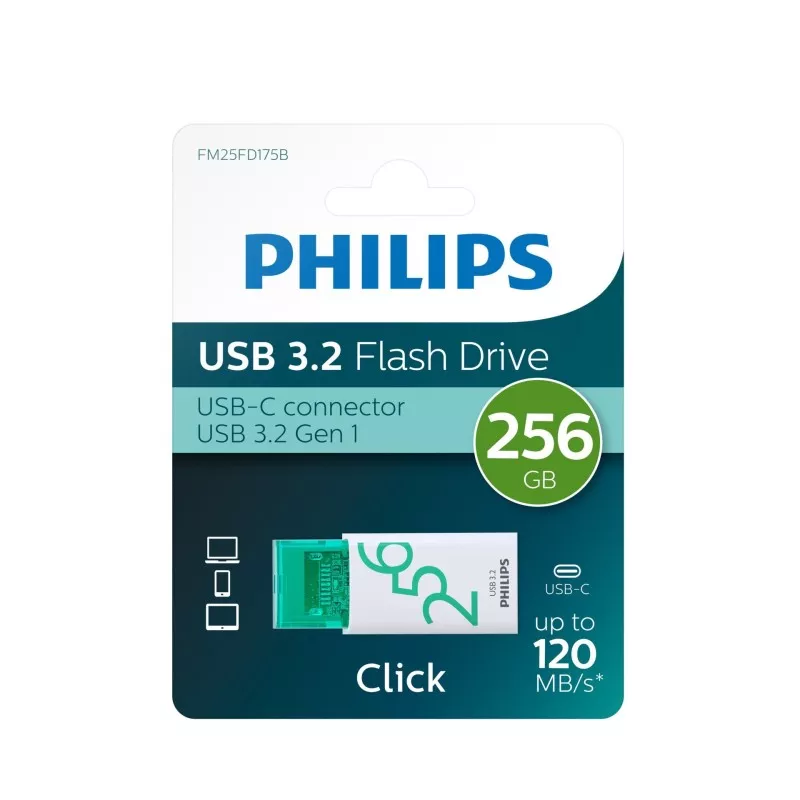 Philips USB 3.2            256GB Click Series Gen 1 USB-C