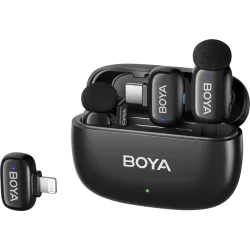 Boya Mini-12 Ultracompact 2.4GHz Wireless Microphone System with lightning+USB-C (Black)