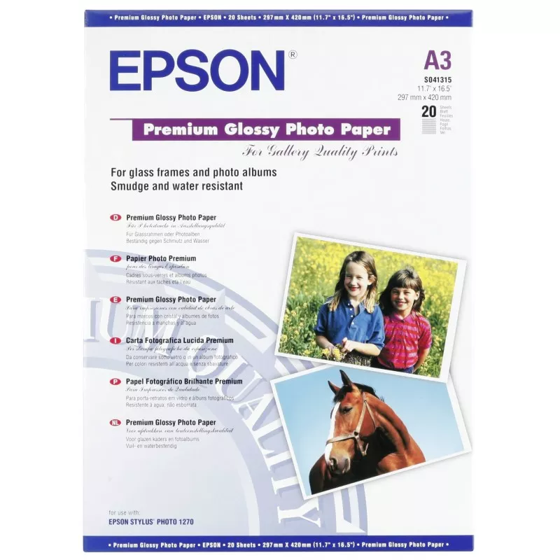 Epson Premium Glossy Photo Paper A 3, 20 kartek, 255 g S 041315
