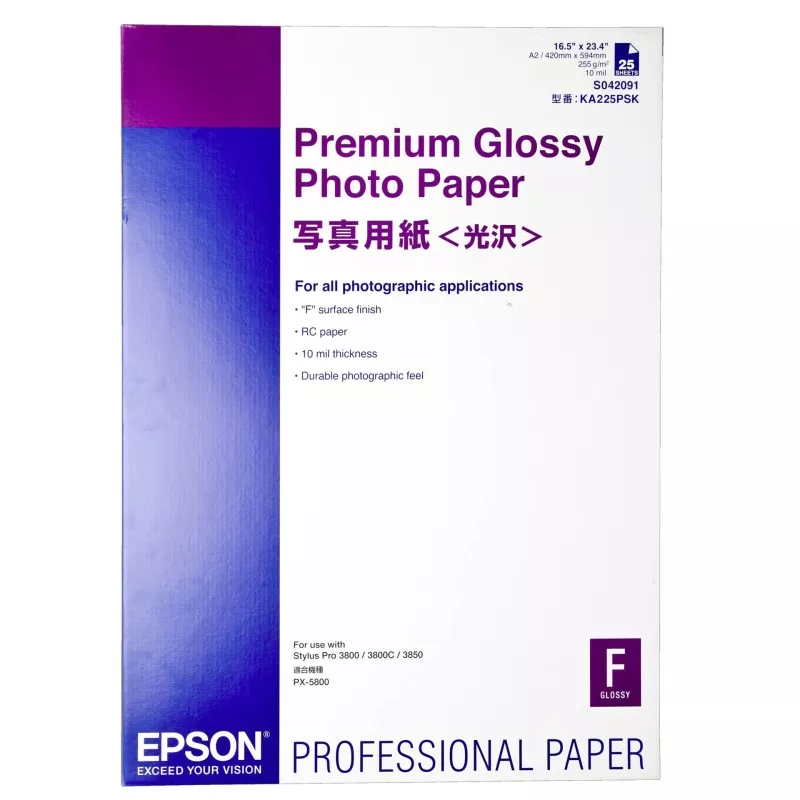 Epson Premium Glossy Photo Paper A 2, 25 kartek, 255 g S 042091