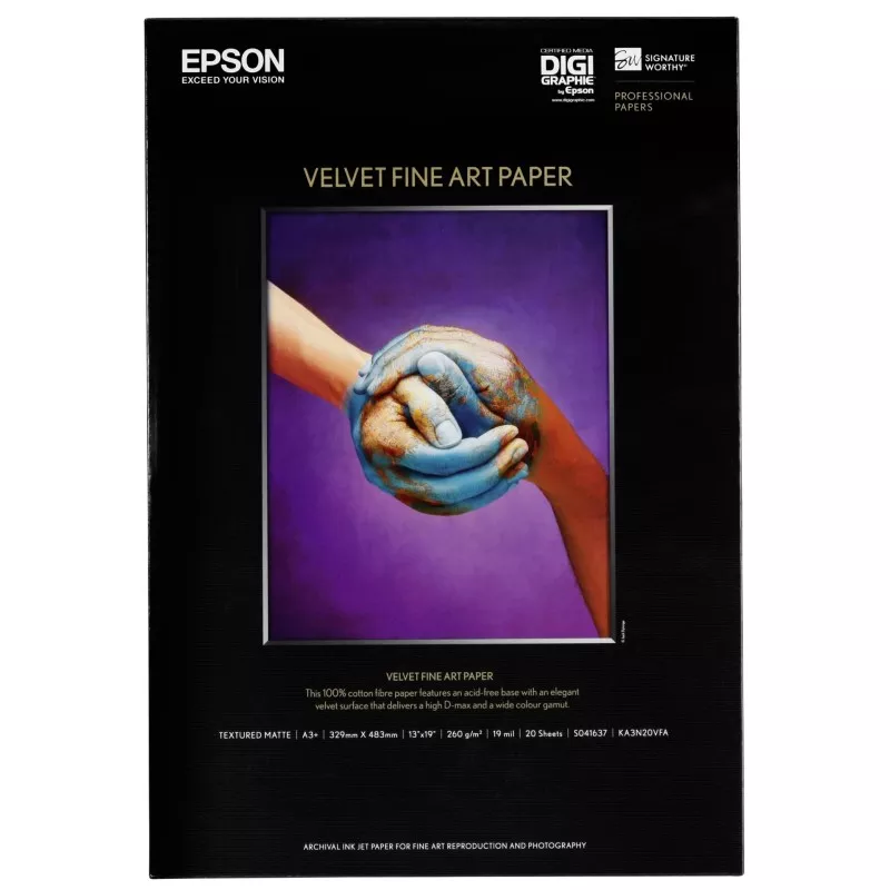 Epson Velvet Fine Art Paper A 3+ 20 kartek, 260 g S 041637