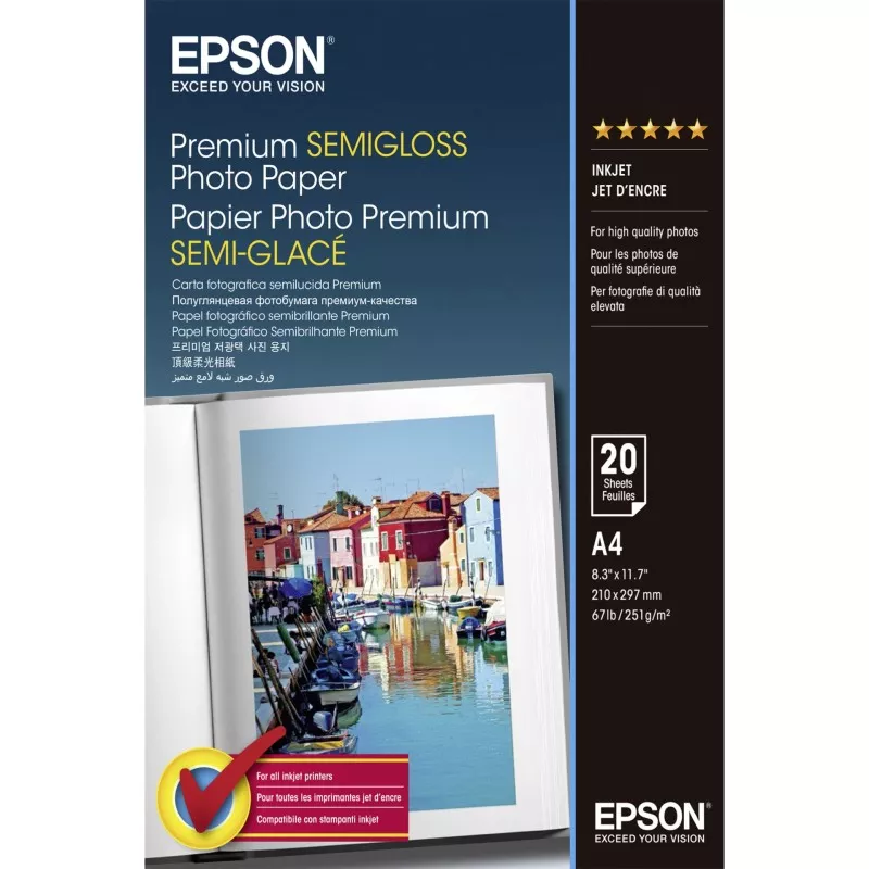 Epson Premium Semigloss Photo A 4, 251 g, 20 kartek S 041332