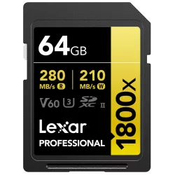 Lexar SDXC Pro 1800x U3 UHS-II R280/W210 (V60) 64GB