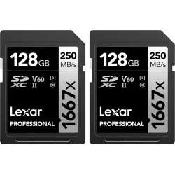 Lexar SDXC Pro 1667X UHS-II U3 R250/W120 (V60) 128G - 2pack