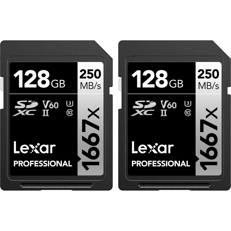 Lexar SDXC Pro 1667X UHS-II U3 R250/W120 (V60) 128G - 2pack