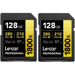 Lexar SDXC Pro 1800x U3 UHS-II R280/W210 (V60) 128GB - 2pack