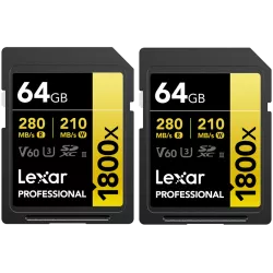 Lexar SDXC Pro 1800x U3 UHS-II R280/W210 (V60) 64GB - 2pack