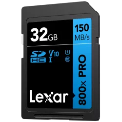 Lexar SDHC 800x Pro UHS-I cards, C10 (V10) U1, R150, 32GB
