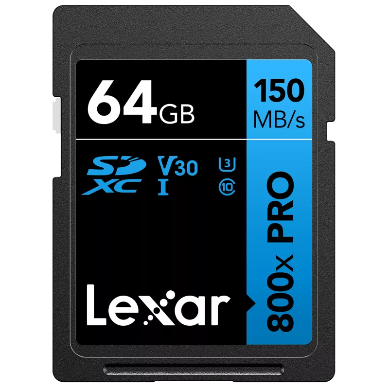 Lexar SDXC 800x Pro UHS-I cards, C10 (V30) U3, R150, 64GB