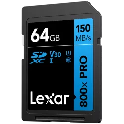 Lexar SDXC 800x Pro UHS-I cards, C10 (V30) U3, R150, 64GB