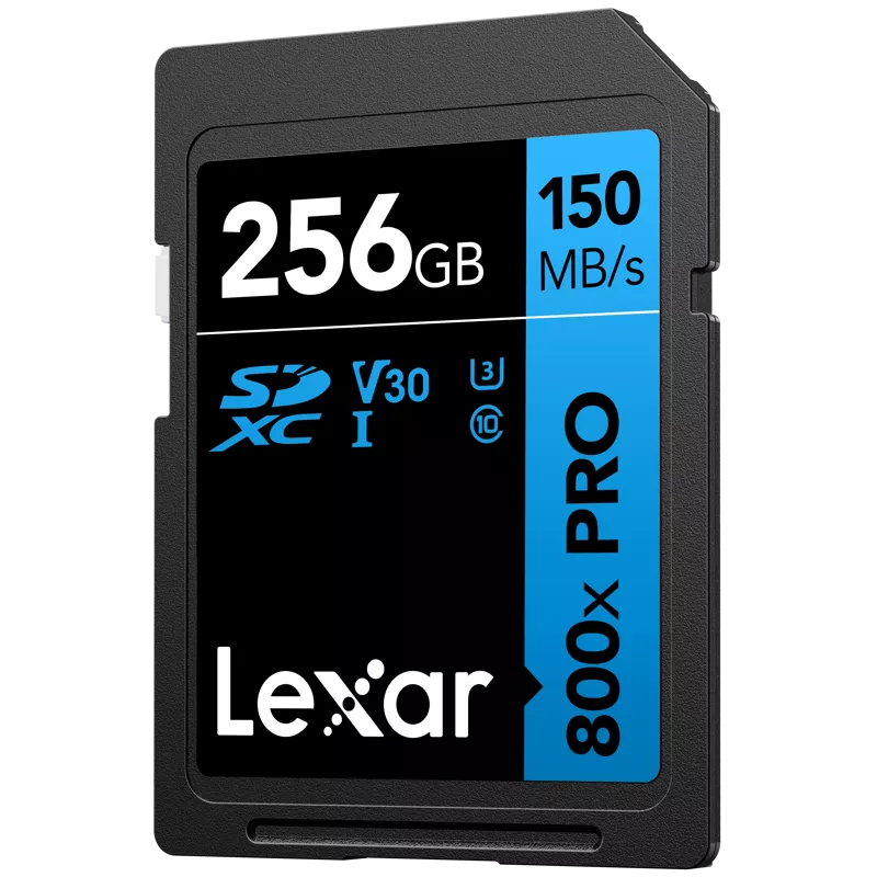 Lexar SDXC 800x Pro UHS-I cards, C10 (V30) U3, R150/W45, 256GB