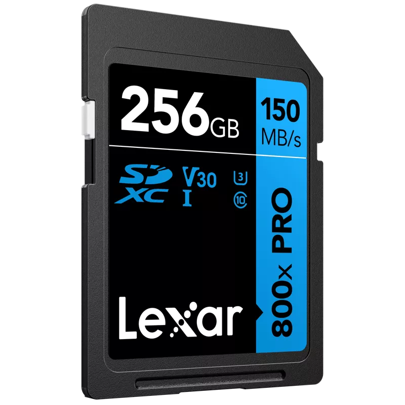 Lexar SDXC 800x Pro UHS-I cards, C10 (V30) U3, R150/W45, 256GB