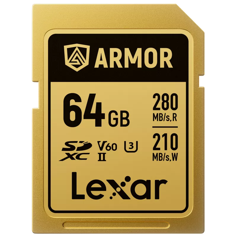 Lexar SDXC ARMOR Gold UHS-II U3, Stainless Steel, IP68 R280/W210 (V60) 64GB