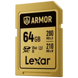 Lexar SDXC ARMOR Gold UHS-II U3, Stainless Steel, IP68 R280/W210 (V60) 64GB