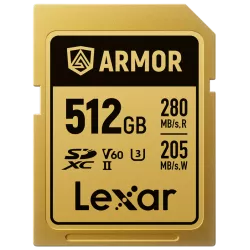 Lexar SDXC ARMOR Gold UHS-II U3, Stainless Steel, IP68 R280/W210 (V60) 512GB
