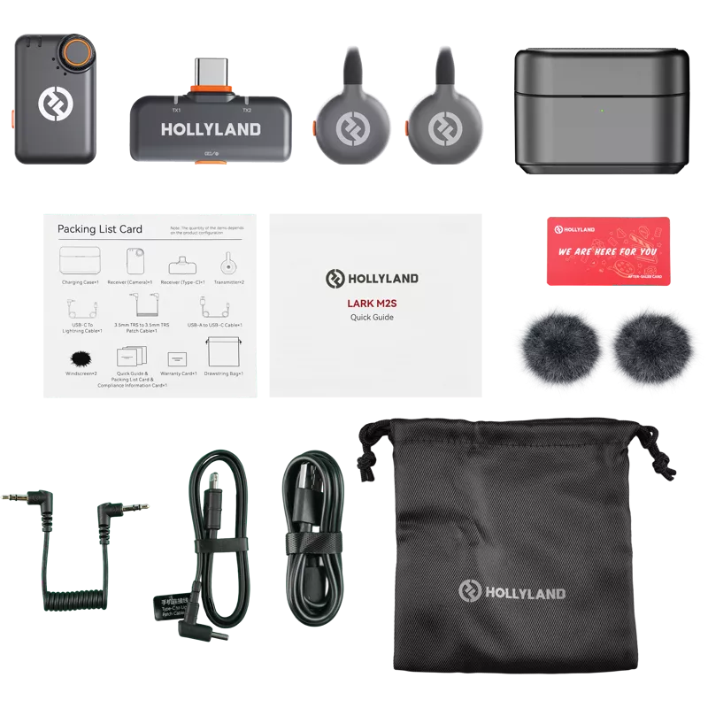 Hollyland LARK M2S Combo Wireless Lavalier Microphone Combo (Space Gray)