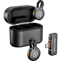 Hollyland LARK M2S Duo Wireless Lavalier Microphone with USB-C Plug (Duo, Space Gray)