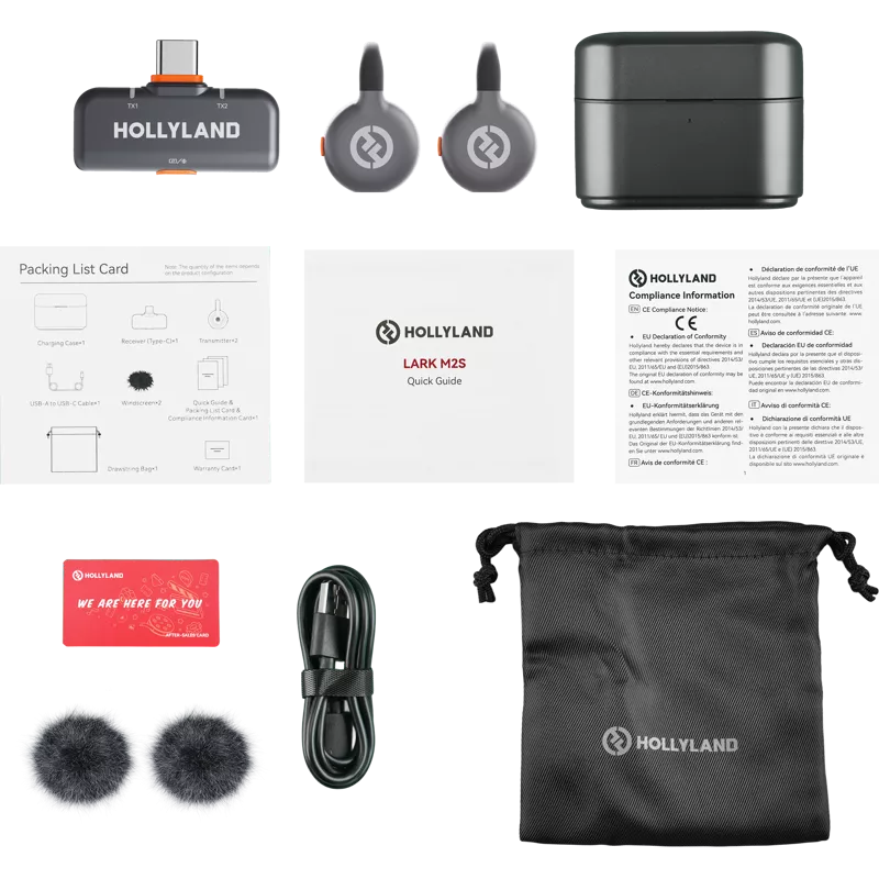 Hollyland LARK M2S Duo Wireless Lavalier Microphone with USB-C Plug (Duo, Space Gray)