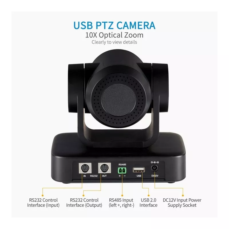 Feelworld 1080p USB 2.0 PTZ Camera with 10x Optical Zoom