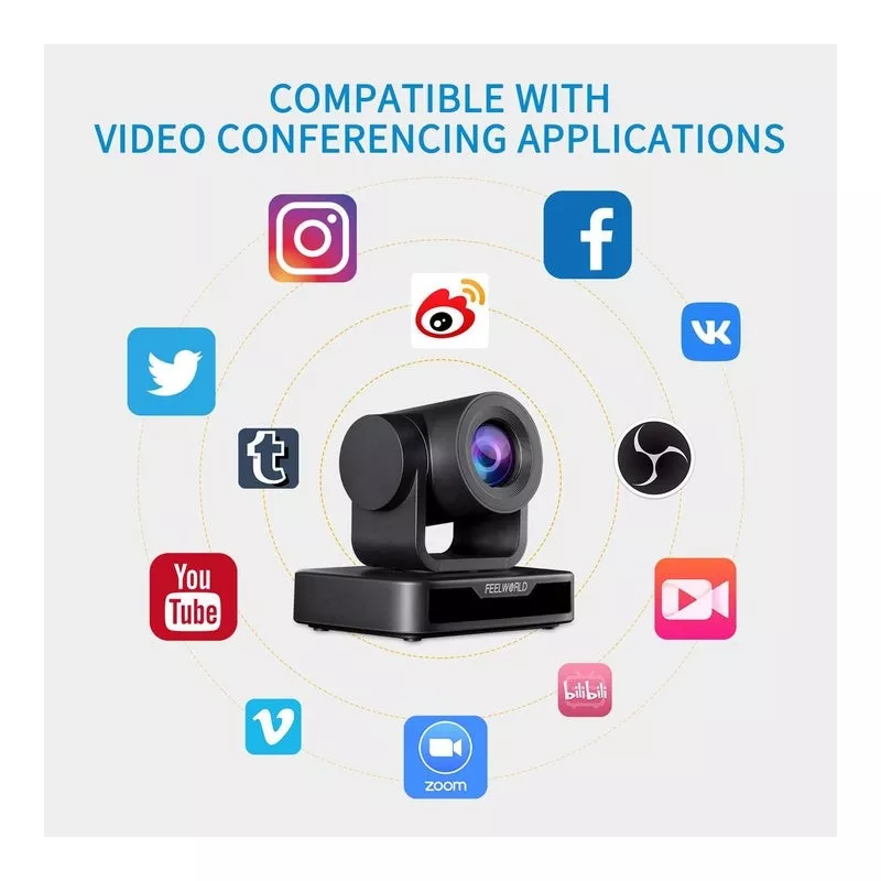 Feelworld 1080p USB 2.0 PTZ Camera with 10x Optical Zoom