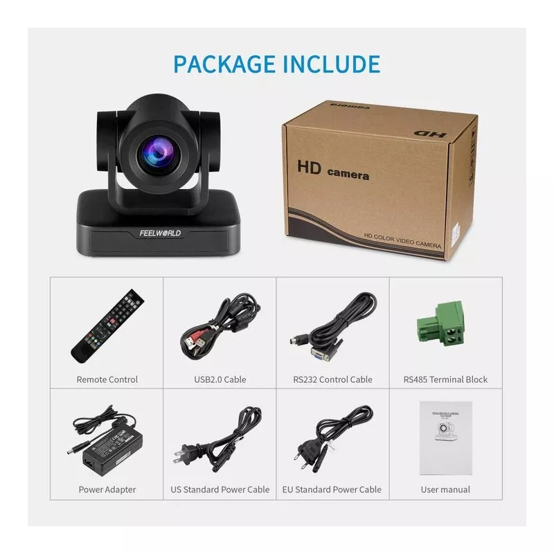 Feelworld 1080p USB 2.0 PTZ Camera with 10x Optical Zoom