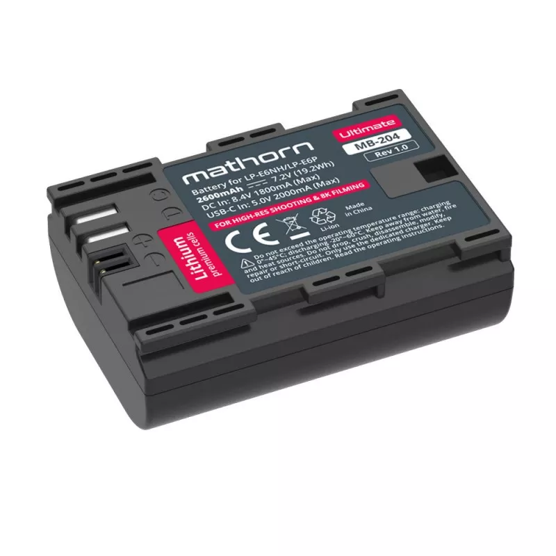 Bateria Mathorn MB-204 Ultimate 2600mAh 8A USB-C zamiennik LP-E6NH/E6P