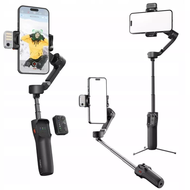 Gimbal Stabilizator  Lampa Led Pilot Selfie Stick - Telefon / Hohem Isteady V3 / Czarny
