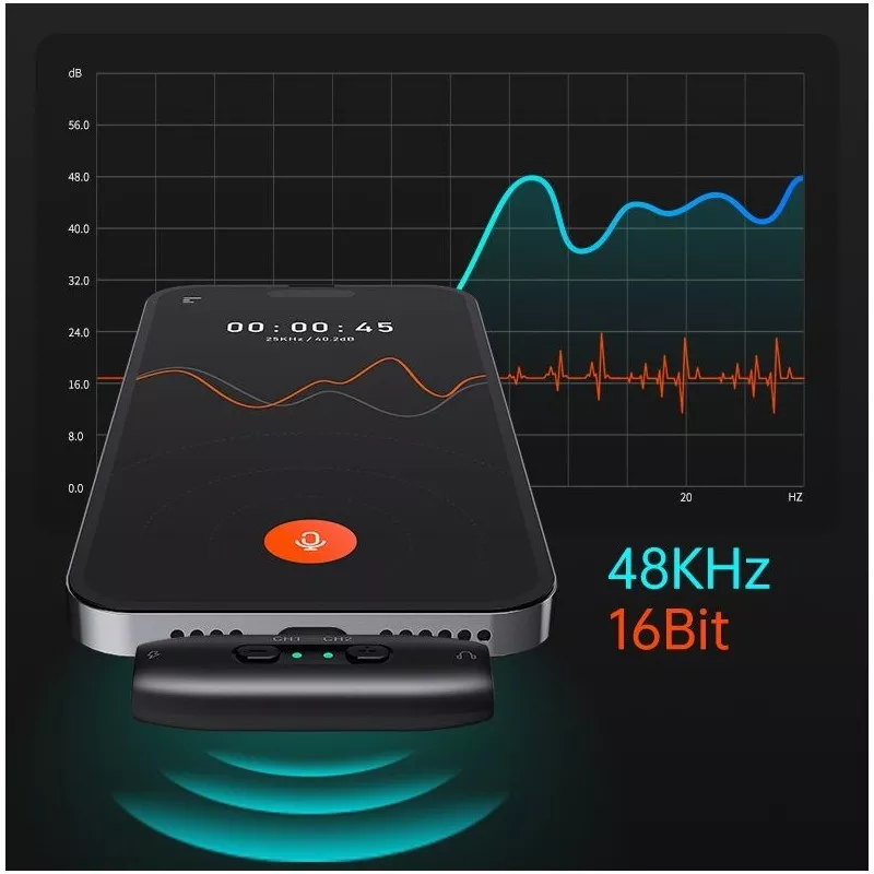 Mikrofon Bezprzewodowy Etui Ładujące 2tx 1rx Hohem / Mic-01 / Iphone Lightning