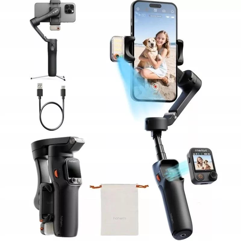 Gimbal Stabilizator Lampa Led Pilot Kijek Na Telefon / Hohem Isteady V3 Ultra / Czarny
