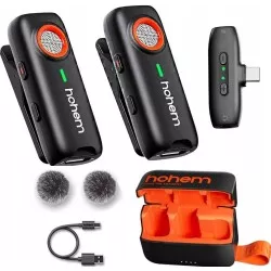 2x Mikrofon Bezprzewodowy + Etui Ładujące 2tx 1rx Hohem / Mic-01 / Usb-c Type-c