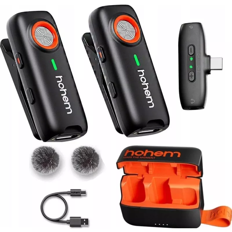 2x Mikrofon Bezprzewodowy + Etui Ładujące 2tx 1rx Hohem / Mic-01 / Usb-c Type-c