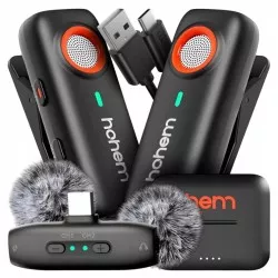 2x Mikrofon Bezprzewodowy + Etui Ładujące 2tx 1rx Hohem / Mic-01 / Usb-c Type-c
