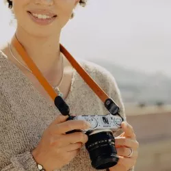 Pasek Peak Design Form Leather Camera Strap Neck Amber- bursztynowy