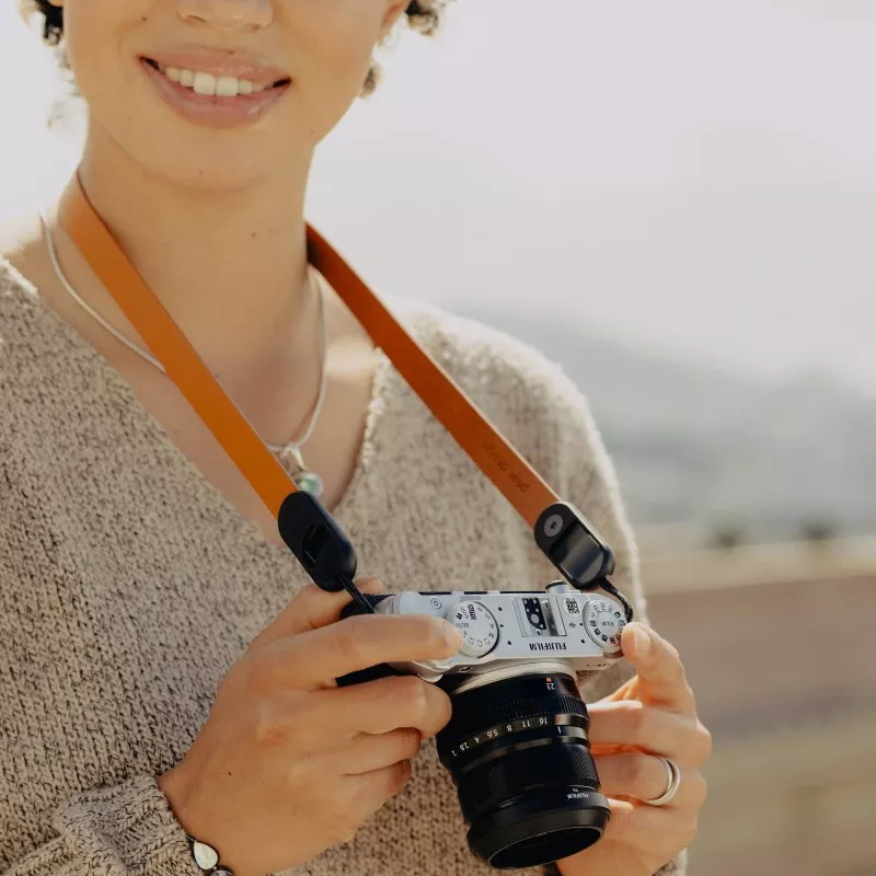 Pasek Peak Design Form Leather Camera Strap Neck Amber- bursztynowy