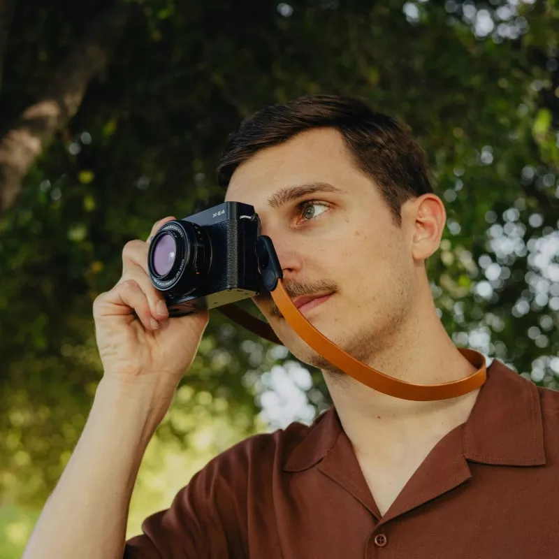 Pasek Peak Design Form Leather Camera Strap Neck Amber- bursztynowy