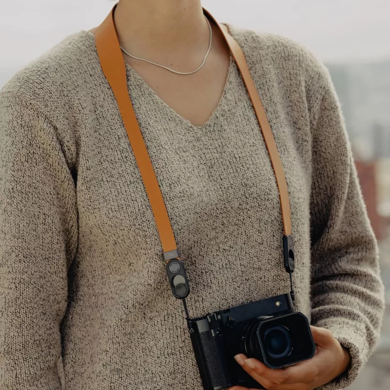 Pasek Peak Design Form Leather Camera Strap Short Amber- bursztynowy