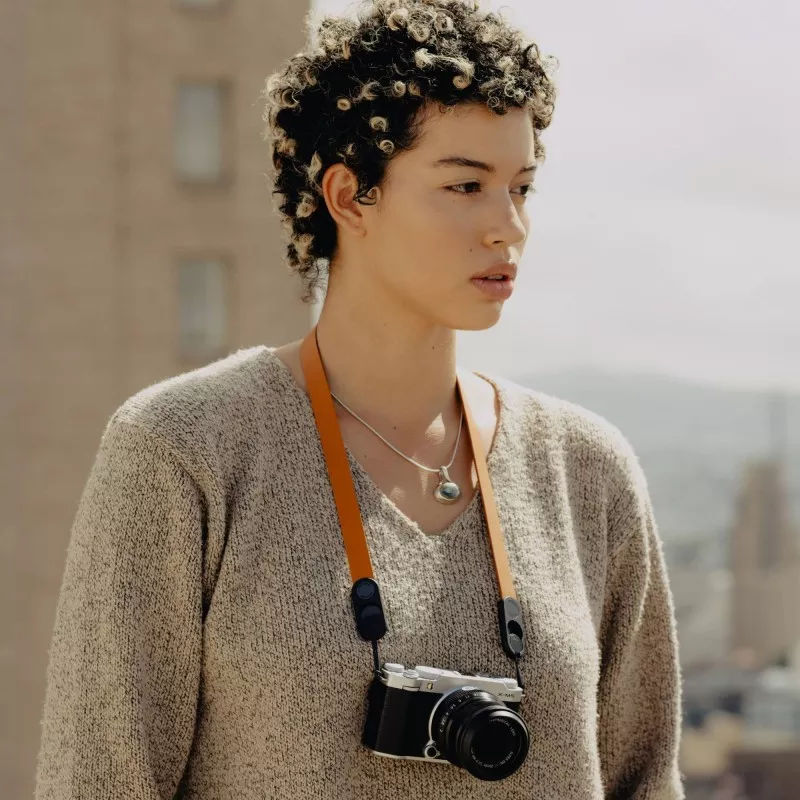 Pasek Peak Design Form Leather Camera Strap Neck Amber- bursztynowy