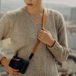 Pasek Peak Design Form Leather Camera Strap Short Amber- bursztynowy