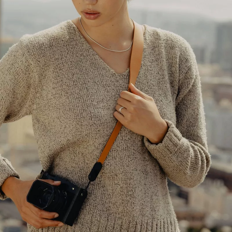 Pasek Peak Design Form Leather Camera Strap Short Amber- bursztynowy