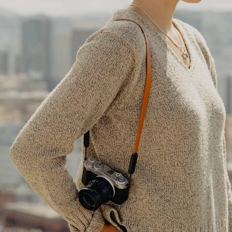 Pasek Peak Design Form Leather Camera Strap Neck Amber- bursztynowy