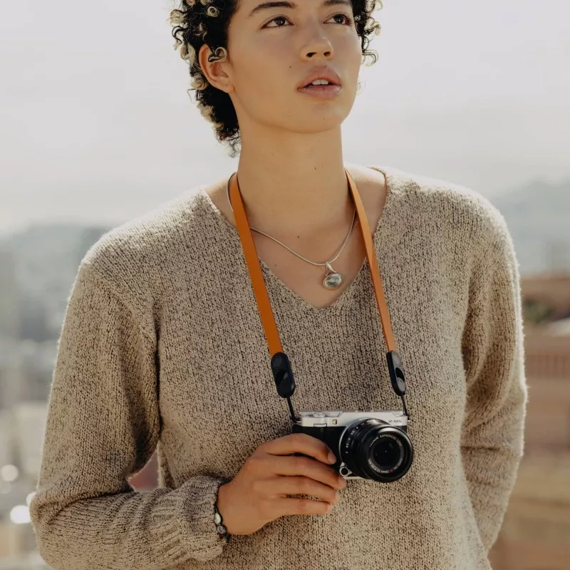 Pasek Peak Design Form Leather Camera Strap Neck Amber- bursztynowy