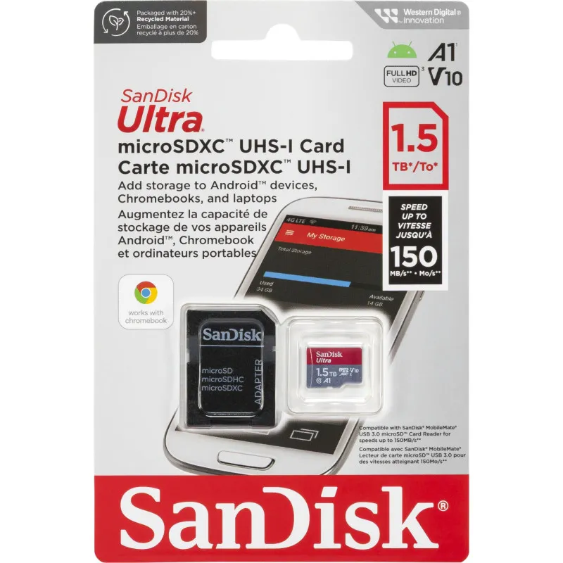 SanDisk Ultra microSDXC A1 1,5TB 150MB/s Adapt.SDSQUAC-1T50-GN6MA