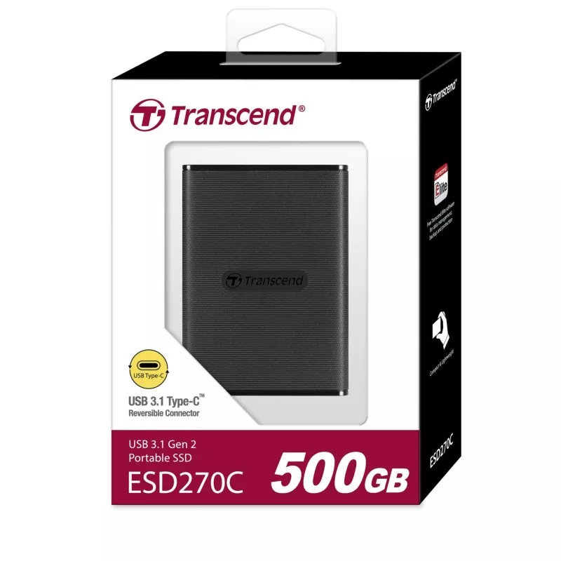 Transcend SSD ESD270C      500GB USB-C USB 3.1 Gen 2