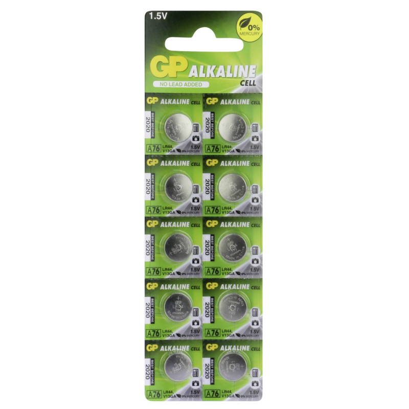 1x10 GP Alkaline LR44, 76A baterie guzikowe 1,5V