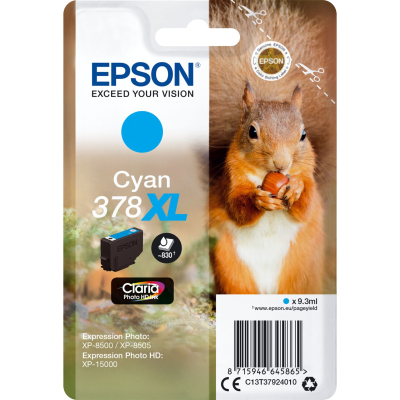Epson Tusz cyan Claria Photo HD 378 XL    T 3792