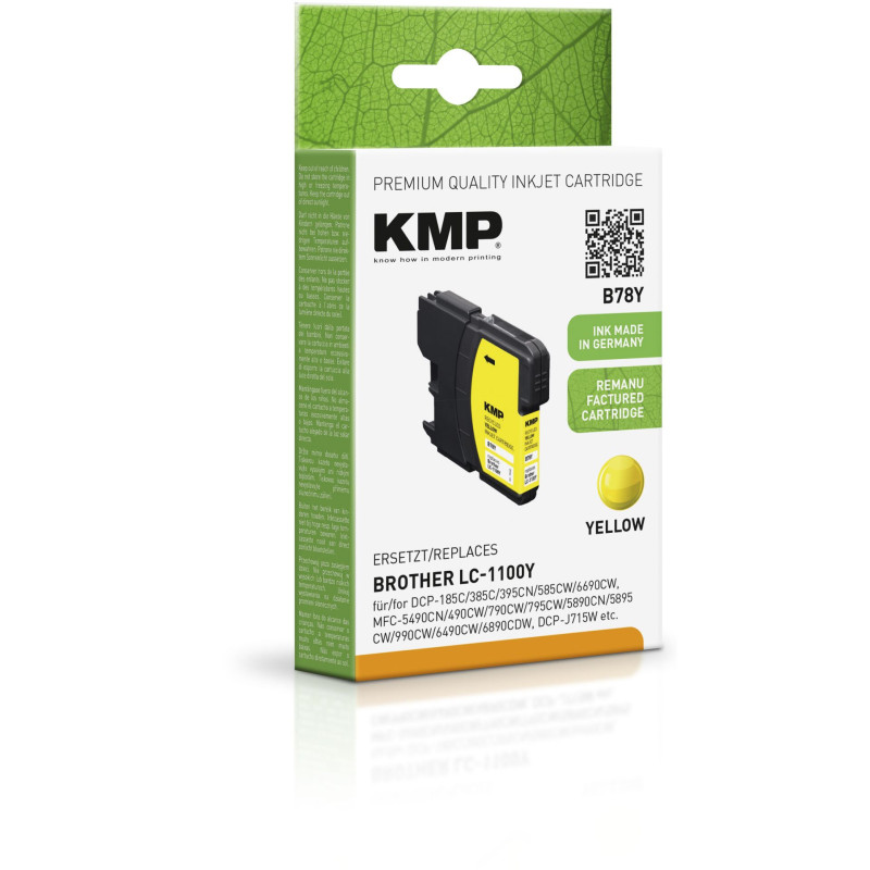 KMP B78Y tusz yellow kompatybilny z Brother LC-1100 Y