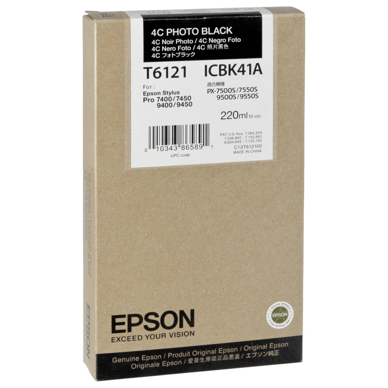 Epson Tusz photo czarny T 612  220 ml  T 6121