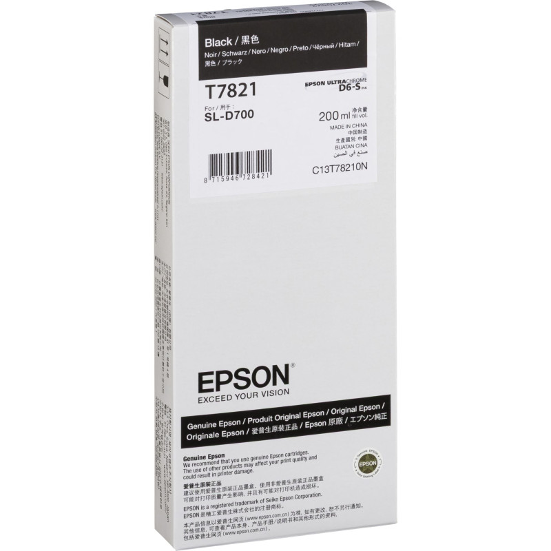 Epson Tintenpatrone schwarz T 782 200 ml             T 7821N